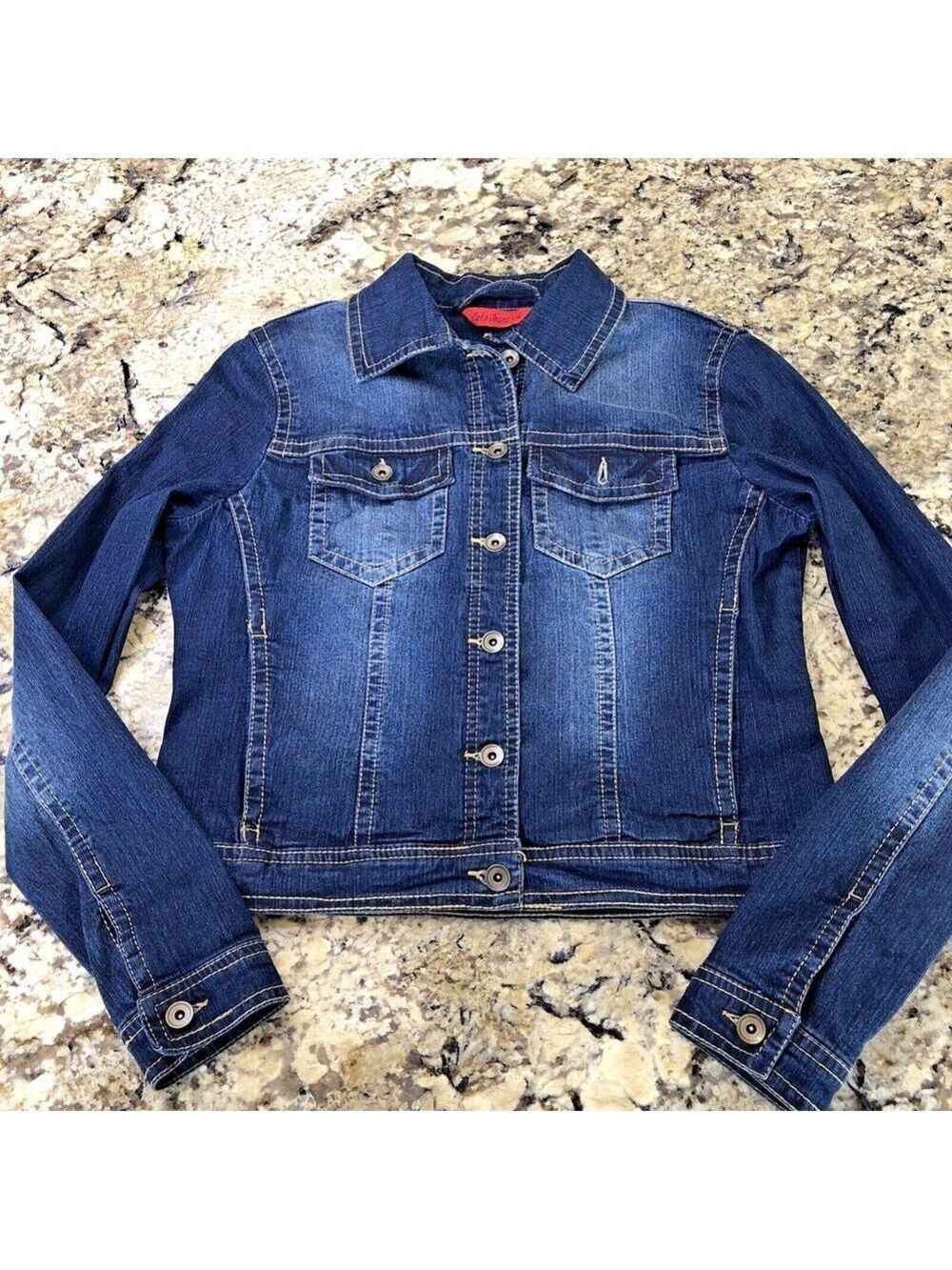 Size Large Suko Jeans Women’s Denim Jacket Dark Blue Large Stitch Timeless BD